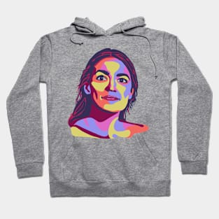 Alexandria Ocasio-Cortez Pop Art Portrait Hoodie